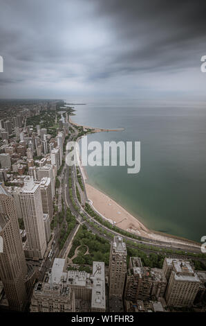 Lakeshore Drive und Strände in Chicago Stockfoto