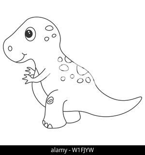 Kontur von dinosaurus Tyrannosaurus, die als Farbstoff verwendet werden können. Auf weissem Hintergrund. Abbildung. Stockfoto