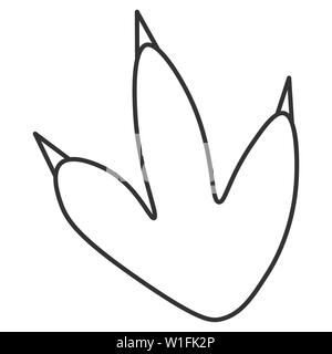 Kontur von dinosaurus Footprint, die als Farbstoff verwendet werden können. Auf weissem Hintergrund. Abbildung. Stockfoto