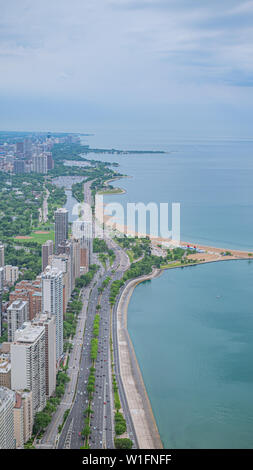 Lakeshore Drive und Strände in Chicago Stockfoto