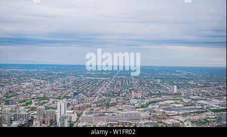 Weitwinkelaufnahme über Chicago - amazing Luftaufnahme Stockfoto