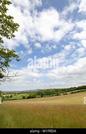 Aylesbury Vale Landschaft - ein Blick über Aylesbury Vale aus Bledlow über den Princes Risborough, Buckinghamshire England UK Landschaft Stockfoto