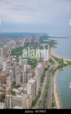 Lakeshore Drive und Strände in Chicago Stockfoto