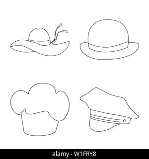 Isoliertes Objekt von Kopfbedeckungen und napper unterzeichnen. Sammlung von Kopfbedeckungen und Helm vektor Illustration. Stock Vektor