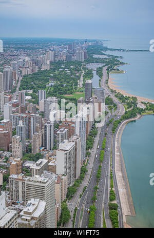 Lakeshore Drive und Strände in Chicago Stockfoto