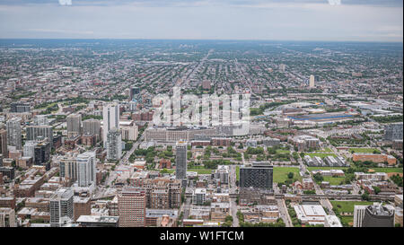 Weitwinkelaufnahme über Chicago - amazing Luftaufnahme Stockfoto