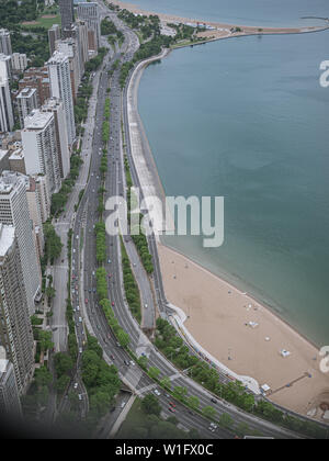 Lakeshore Drive und Strände in Chicago Stockfoto