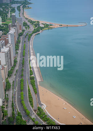 Lakeshore Drive und Strände in Chicago Stockfoto