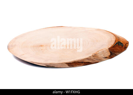 Bodenplatte aus Holz auf einem weißen Hintergrund. Stockfoto