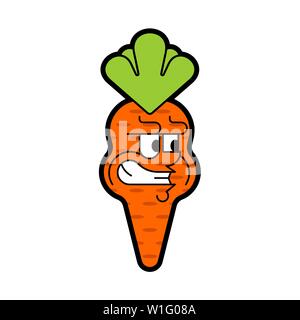 Wütend Karotte isoliert. Böse Gemüse. Vector Illustration Stock Vektor