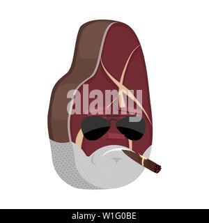 Steak wütend Emotion isoliert. Böse Fleisch Cartoon Stil. Stock Vektor