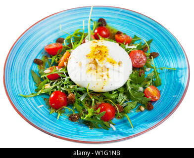 Burrata Salat mit Rucola und Tomaten/Paradeiser Stockfoto