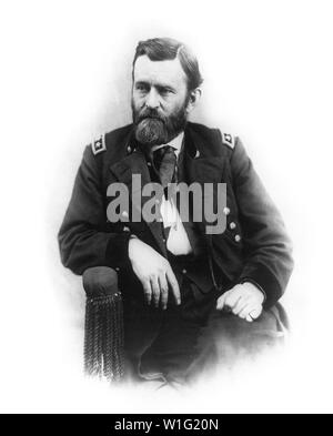 Ulysses S. Grant (1822-85), 18. Präsident der Vereinigten Staaten von 1869-77, General der Unionsarmee während des Amerikanischen Bürgerkrieges, sitzt, Portrait, Foto von Alexander Gardner, 1865 Stockfoto