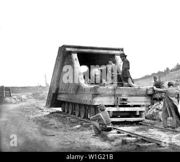 Confederate Railroad Gun und Crew, Belagerung von Petersburg, Amerikanischer Bürgerkrieg, Petersburg, Virginia, USA, Foto, 1864 Stockfoto