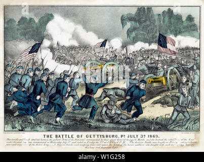 Die Schlacht von Gettysburg, Pa, Juli 3rd, 1863, Lithographie, Currier & Ives, 1863 Stockfoto