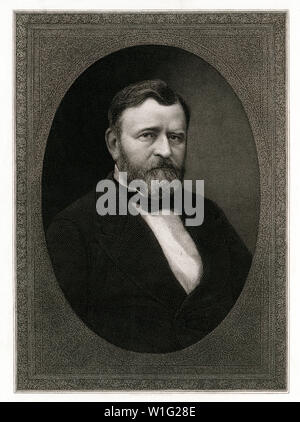 Ulysses S. Grant (1822-85), 18. Präsident der Vereinigten Staaten von 1869-77, General der Unionsarmee während des Amerikanischen Bürgerkriegs, halber Länge Porträt, Stich von William E.Marshall, 1885 Stockfoto