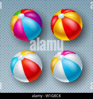 Vector Illustration mit bunten Beach Ball Sammlung isoliert auf Transparenten Hintergrund. Vektor Urlaub Design Elemets mit Aufgeblähten Beach Ball Set Stock Vektor