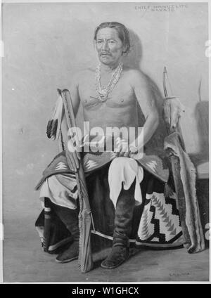 Manuelito, einem Navajo Chief; in voller Länge, sitzt; Allgemeine Hinweise: Artwork. Stockfoto