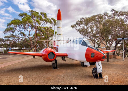 Woomera Nationale Luft- und Raketenabwehr Park, Royal Australian Air Force (RAAF) Woomera Heritage Centre, South Australia. Stockfoto