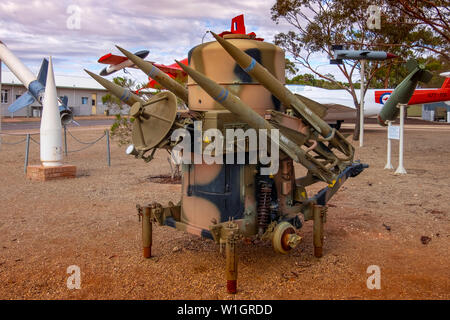 Woomera Nationale Luft- und Raketenabwehr Park, Royal Australian Air Force (RAAF) Woomera Heritage Centre, South Australia. Stockfoto