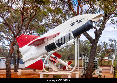 Woomera Nationale Luft- und Raketenabwehr Park, Royal Australian Air Force (RAAF) Woomera Heritage Centre, South Australia. Stockfoto
