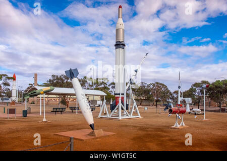 Woomera Nationale Luft- und Raketenabwehr Park, Royal Australian Air Force (RAAF) Woomera Heritage Centre, South Australia. Stockfoto