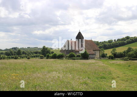 St Huberts Kirche, Idsworth, Hampshire, UK. Stockfoto