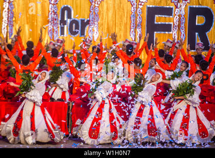 CEBU CITY, Philippinen - Jan 20: Teilnehmer der Sinulog Festival in Cebu City, Philippinen am 20. Januar 2019. Die sinulog ist eine jährliche religiou Stockfoto