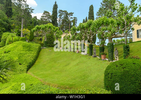 LENNO, Comer See, Italien - JUNI 2019: Garten der Villa Balbianello in Lenno am Comer See. Stockfoto