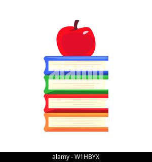 Bücher gestapelt und Apple zurück zu Schule Vector Illustration Stock Vektor