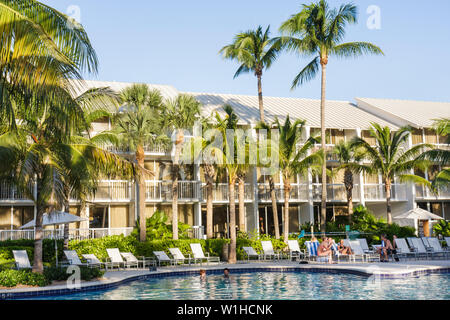 Fort Ft. Lauderdale Florida, Hilton Fort Lauderdale Marina, Hotel, Pool, Luxus, Resort, Gast, Lounge Chair, Sonnenschirm, Sonnenbaden, tropisch, Palmen, entspannen, schwimmen, Stockfoto