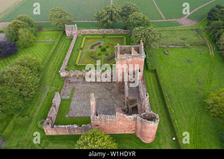 Luftaufnahme von Edzell Castle, Angus, Schottland. Stockfoto