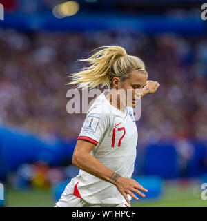 Lyon, Frankreich. 02 Juli, 2019. Rachel Daly von England während eines Spiels zwischen England und den Vereinigten Staaten. Weltmeisterschaft Qualifikation Fußball. FIFA. Gehalten am Stadion in Lyon Lyon, Frankreich (Foto: Richard Callis/Fotoarena) Credit: Foto Arena LTDA/Alamy leben Nachrichten Stockfoto