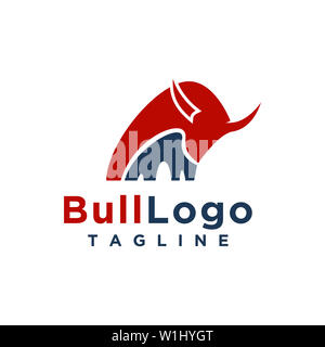 Bull Logo Design Einfache, minimalistische Stil für Geschäft oder Firma Marke Stockfoto