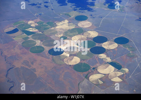 Luftaufnahme der bewässerten kreisförmige Felder in Oregon. Stockfoto
