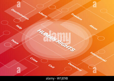 Menschenrechte Konzept Worte isometrische 3D-Wort text Konzept mit einigen zugehörigen Text und dot-Vector Illustration Stockfoto