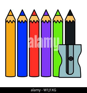 Set Bleistifte Farben und spitzer Vector Illustration Design Stock Vektor
