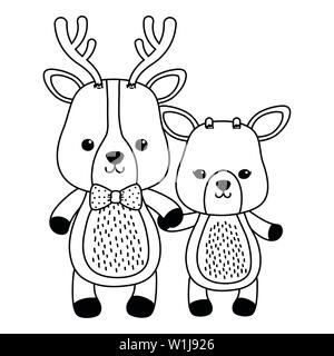 Paar Rentiere und Hirsche Design, Animal cute Zoo life Natur und Fauna Thema Vector Illustration Stock Vektor