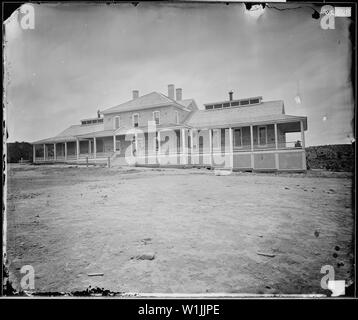 2-stöckiges Gebäude, das Fort Wingate, New Mexico Stockfoto