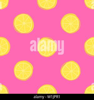 Zitronenscheiben nahtlose Muster. Einfachen vektor Illustration Hintergrund. Für Druck-, Textil-, Web-, Home Decor, Mode, Oberfläche, Grafik Design Stock Vektor