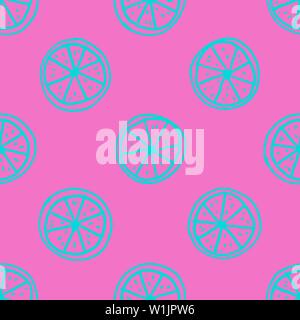 Doodle Zitronenscheiben nahtlose Muster. Einfachen vektor Illustration Hintergrund. Für Druck-, Textil-, Web-, Home Decor, Mode, Oberfläche, Grafik Design Stock Vektor