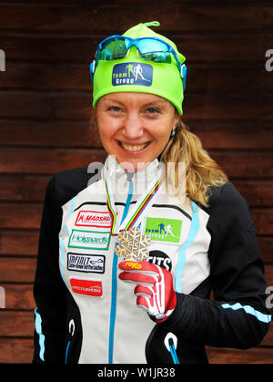 Bronzemedallist Caitlin Gregg an Falun 2015 FIS Nordische Ski-WM. (U.S. Ski Team - Tom Kelly) Stockfoto