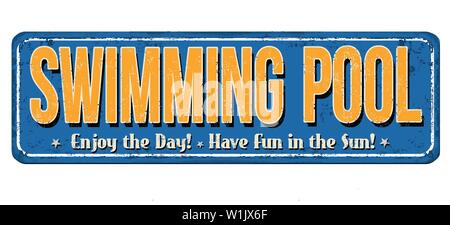 Pool vintage rostiges Metall Zeichen auf weißem Hintergrund, Vector Illustration Stock Vektor