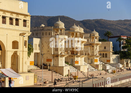 Pushkar, Indien - Februar 06, 2019: Chandra Ghat am Heiligen See in Pushkar Rajasthan Stockfoto