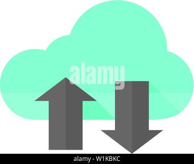 Cloud Symbol mit den Pfeilen im flachen Farbe Stil. Computing Datenspeicherung datei hosting Stock Vektor