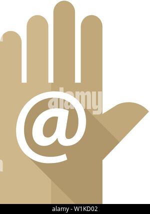 Hand mit e-Mail Symbol in flachen Farbe Stil. Kontakt Website Kommunikation Stock Vektor