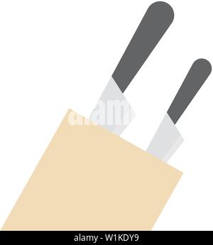 Messerhalter Symbol in flachen Farbe Stil. Holzblock Küche Küchenchef Tools Stock Vektor