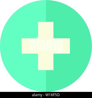 Pluszeichen in flachen Farbe Stil. Symbol Lesezeichen medizinischen Versorgung Krankenwagen hinzufügen Stock Vektor