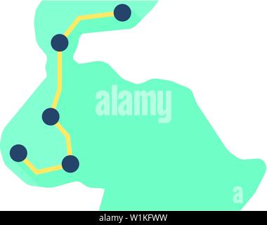 Rallye Route Map Symbol in flachen Farbe Stil. Extreme Transport sport Automotive Stock Vektor