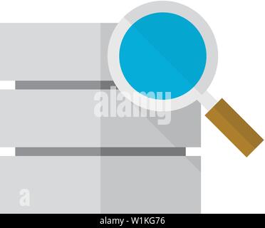 Datenbank suche Symbol in flachen Farbe Stil. Festplatte File server Rechenzentrum finden Stock Vektor